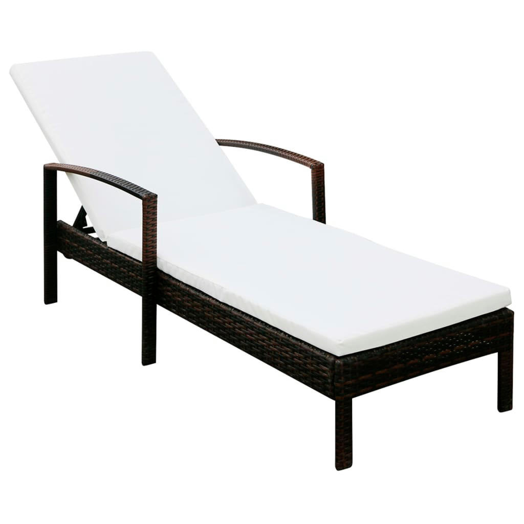 SONNENLIEGE mit Auflage Poly Rattan Braun - Braun, Kunststoff (68/95/195cm) - furnicato