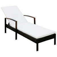 SONNENLIEGE mit Auflage Poly Rattan Braun - Braun, Kunststoff (68/95/195cm) - furnicato