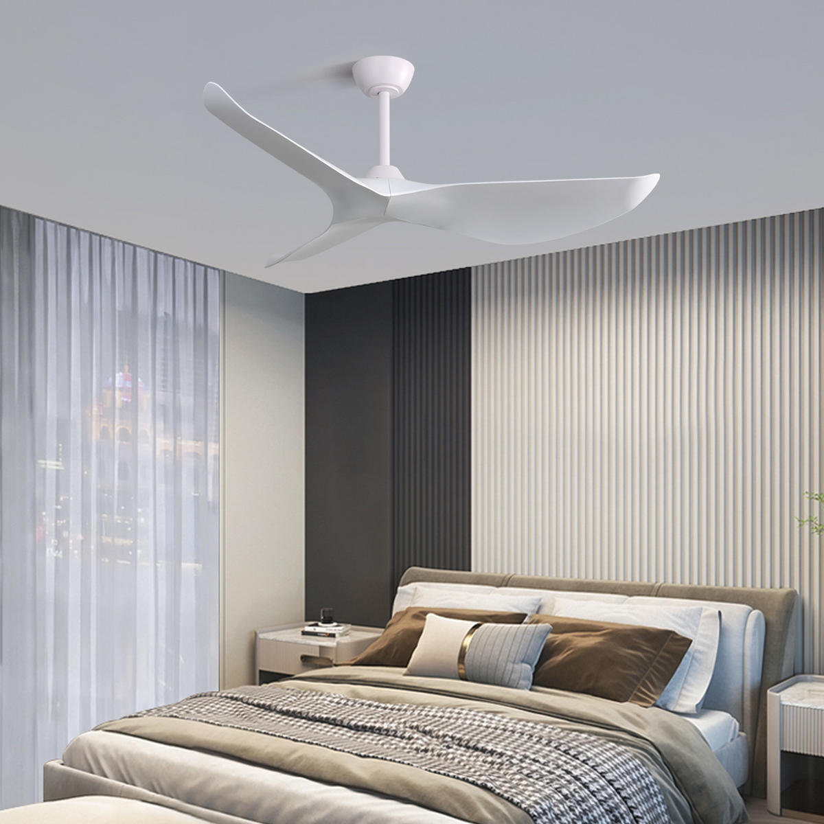 DECKENVENTILATOR 52Zoll Weiß ABS Flügel DC Motor Fernbedienung - Weiß, Kunststoff (132/132/30cm) - CASIVA