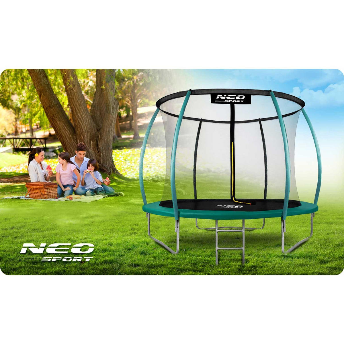 PROFILIERTES Gartentrampolin 10 ft/312 cm mit Innennetz - Grün, Metall (312/312cm)