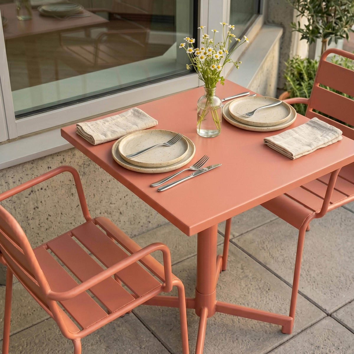 GARTENSET 3-tlg., Tonfarbe - Pink, Metall - Oviala