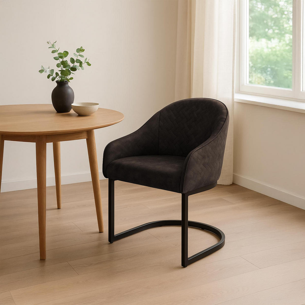 ESSZIMMERSTUHL Samt Dunkelbraun - Dunkelbraun/Schwarz, Textil/Metall (60/87/59cm) - CLP