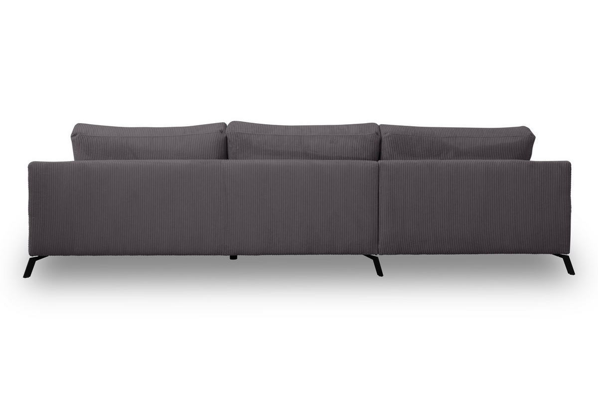 ECKSOFA Aspen in L-Form, Coach Farbe: Dunkelgrau, Cordstoff, Ottomane Links - Dunkelgrau, Textil (187/312cm) - VENASI MÖBEL