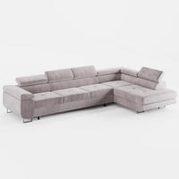 ECKSOFA VEMO NOVA Rechts Hellrosa Velours-Stoff mit Schlaffunktion und Bettkasten - Pink, Textil (341/202cm) - Barchello