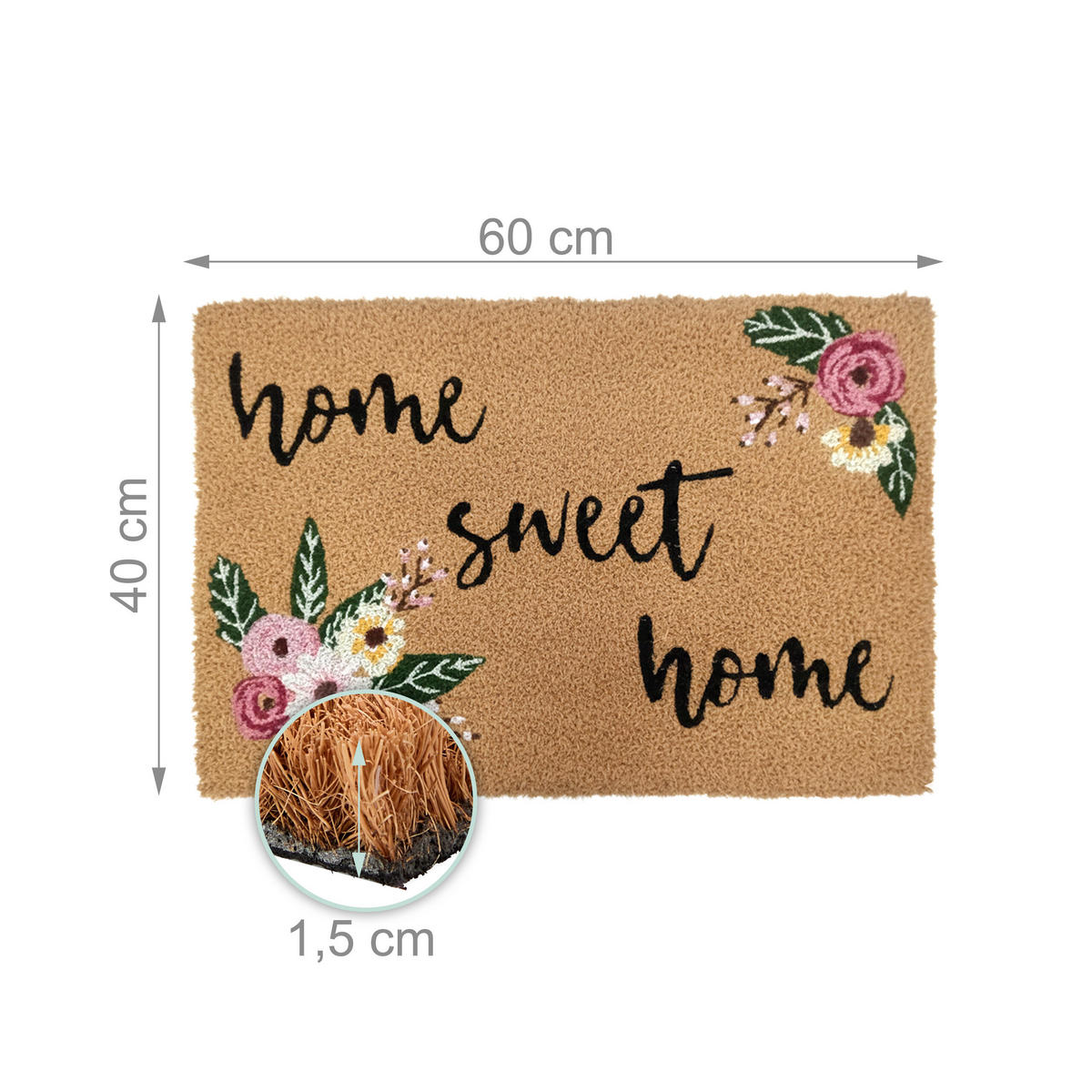 FUSSMATTE - Multicolor, Kunststoff/Textil (60/40cm) - Relaxdays