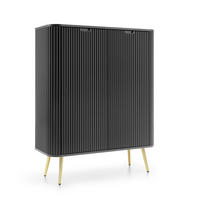HIGHBOARD ZENZERO 103/129/39 cm mit 2 Türen Schwarz - Goldfarben/Schwarz, Holzwerkstoff (103/129/39cm) - MASSENO