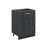 KÜCHENUNTERSCHRANK R-Line, Schwarz Beton/Anthrazit, 60 cm mit 1 Tür ohne Arbeitsplatte - Anthrazit/Schwarz, Holzwerkstoff (60/81.6/46cm) - Vicco