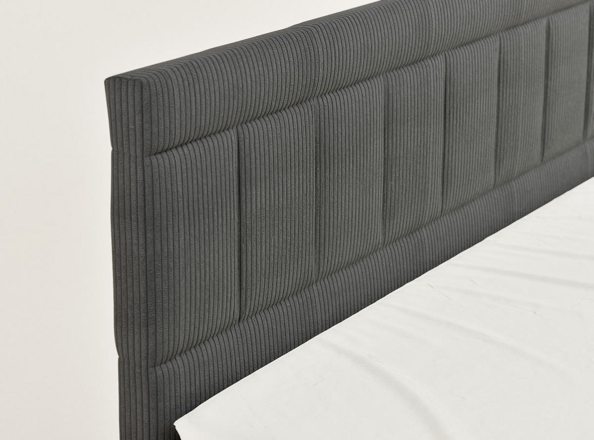 BOXSPRINGBETT Caya 140/200 cm, in Graphit, Bettkasten, Matratze, Topper - Schwarz/Graphitfarben, Holz/Holzwerkstoff (140/200cm) - Maison de Reve