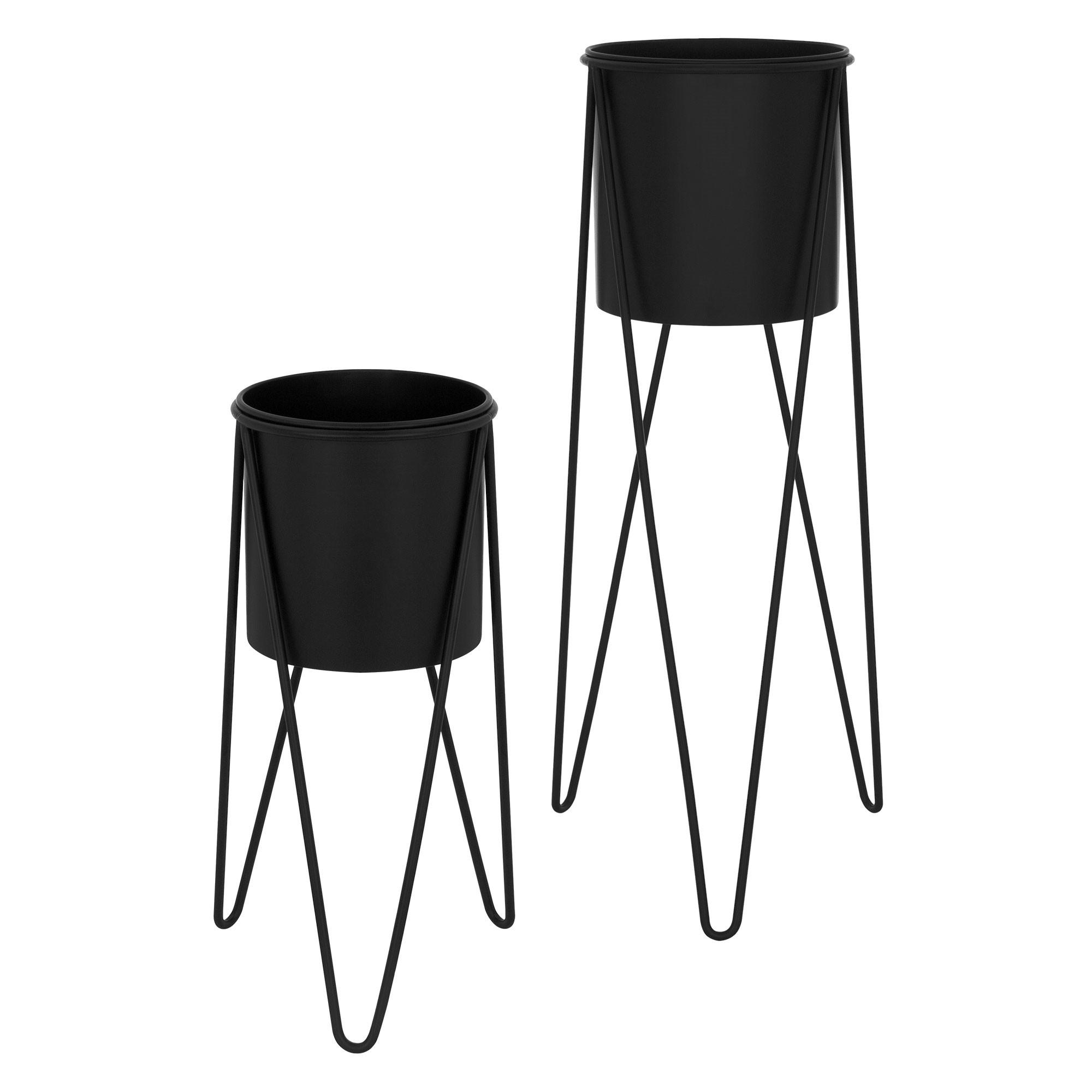 ML-DESIGN VÁZAČE NA KVĚTINY, sada 2 ks, černé, 27 x 27 x 48,5 cm / 35,5 x 34 x 75 cm, z oceli