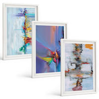 BILDER SET 3er Set - 40x60 cm Weißer Rahmen - Abstrakte Gemäldekompositionen - Weiß, Kunststoff (40/60cm) - TULUP
