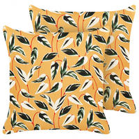 GARTENKISSEN 2er-Set Blattmotiv mehrfarbig 45/45 cm Taggia - Multicolor, Textil (45/45cm) - Beliani