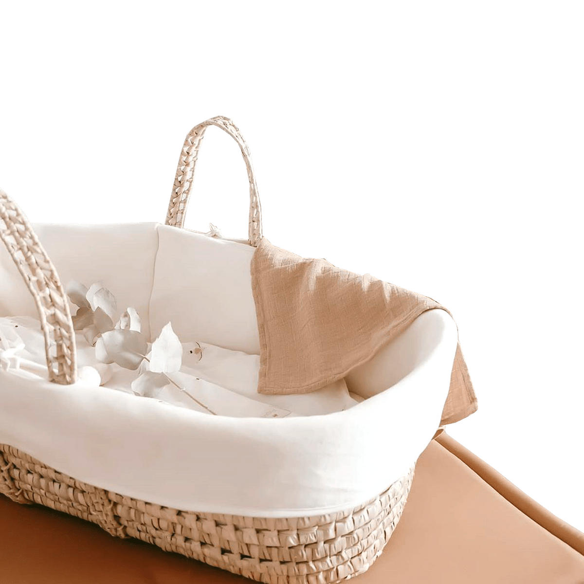 BABYTRAGEKORB mit weißem Gestell grau - Hellgrau, Naturmaterialien (29/78cm) - Premiers Moments