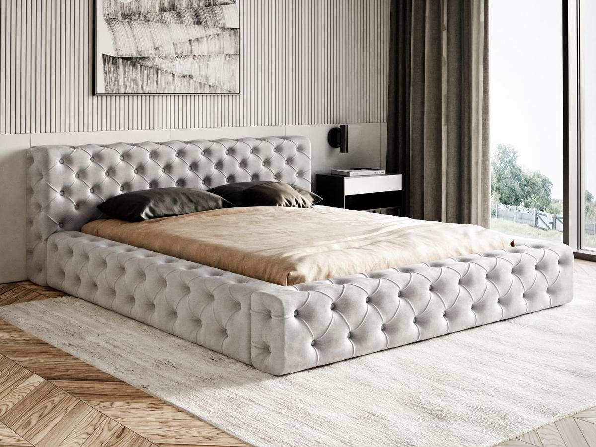 POLSTERBETT Palini 160x200 Hellgrau - Hellgrau, Textil (160/200cm) - Graingold