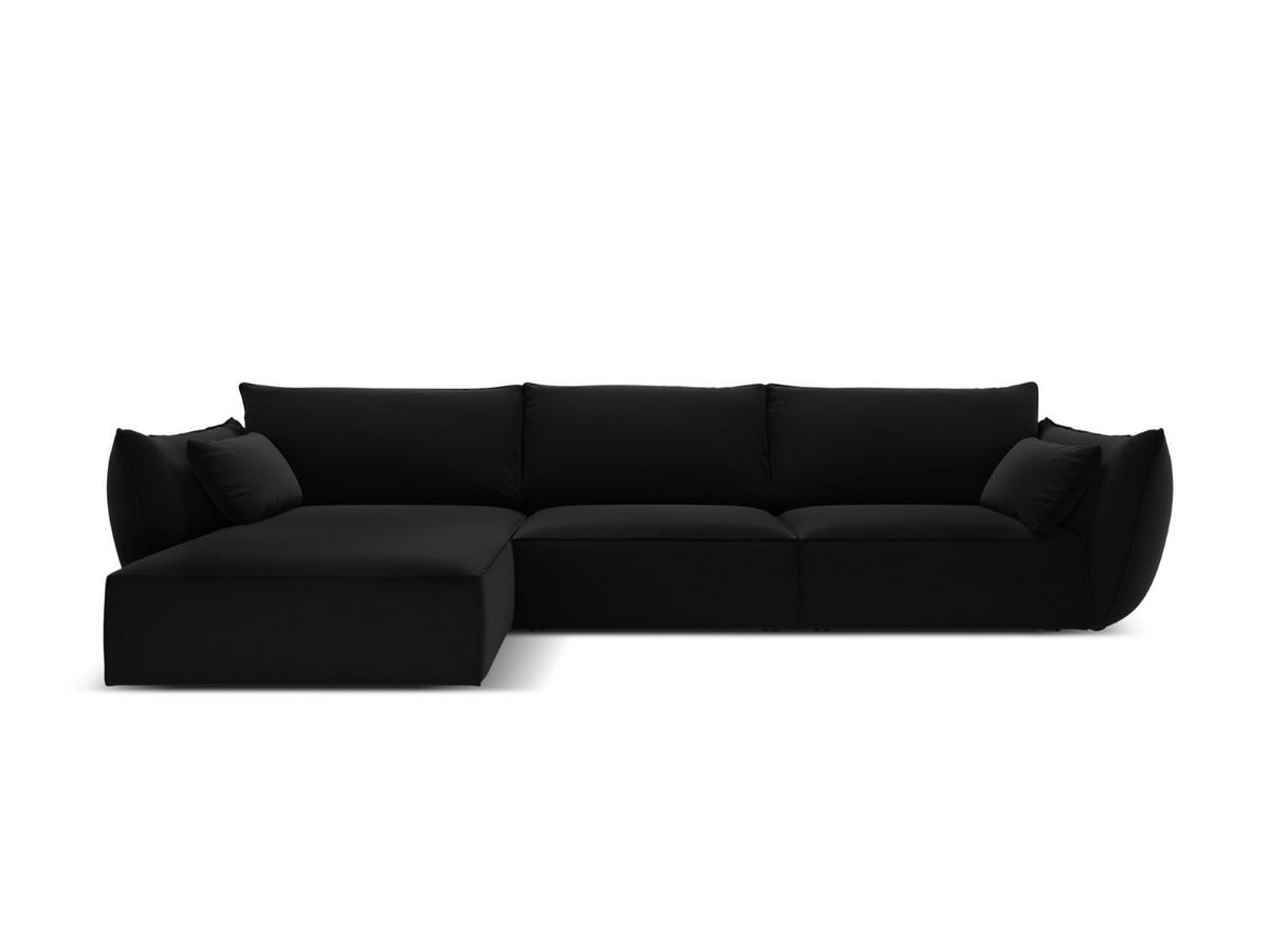 ECKSOFA links Kaelle aus Samt schwarz 4 Sitzplätze - Schwarz, Textil (171/308cm) - Micadoni