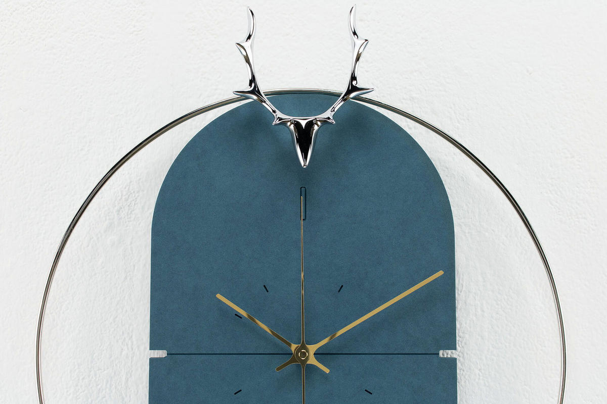 WANDUHR Design Blau 46/51 cm - Blau, Holzwerkstoff/Metall (45.5/50.8/2cm) - ONZENO