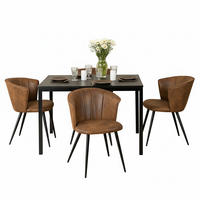 ESSTISCH-SET mit ausziehbarem Tisch und 4 Schalensesseln in Wildlederoptik, Schwarz - Multicolor, Textil (46/74.5/51cm) - Meubles Cosy