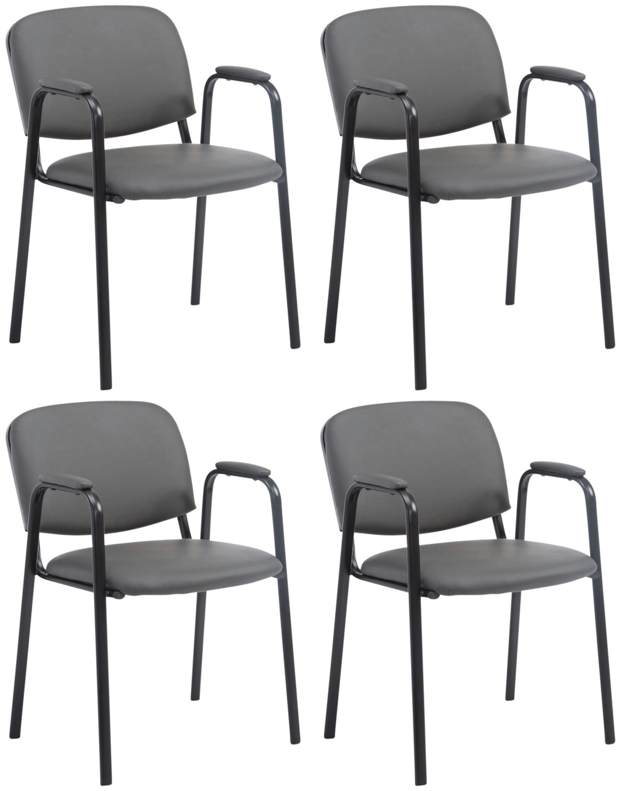 BESUCHERSTUHL 4er Set Lederlook grau - Grau, Textil/Metall (53/79/55cm) - CLP
