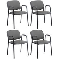 BESUCHERSTUHL 4er Set Lederlook grau - Grau, Textil/Metall (53/79/55cm) - CLP