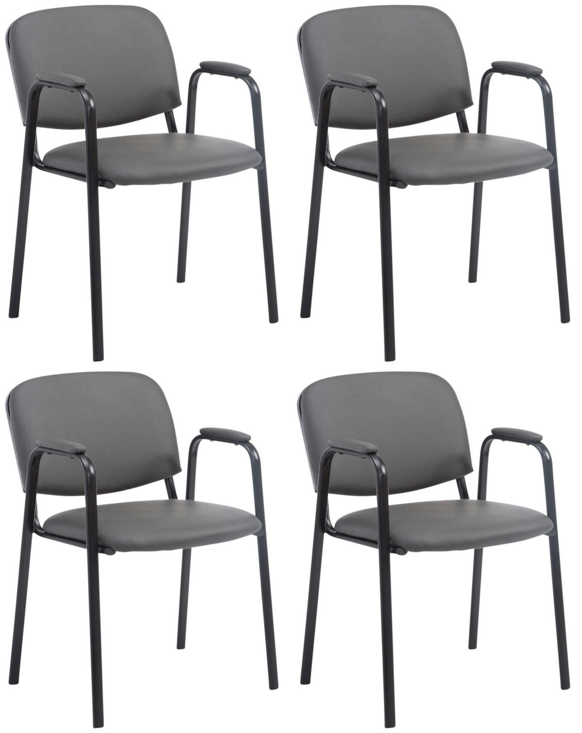 BESUCHERSTUHL 4er Set Lederlook grau - Grau, Textil/Metall (53/79/55cm) - CLP