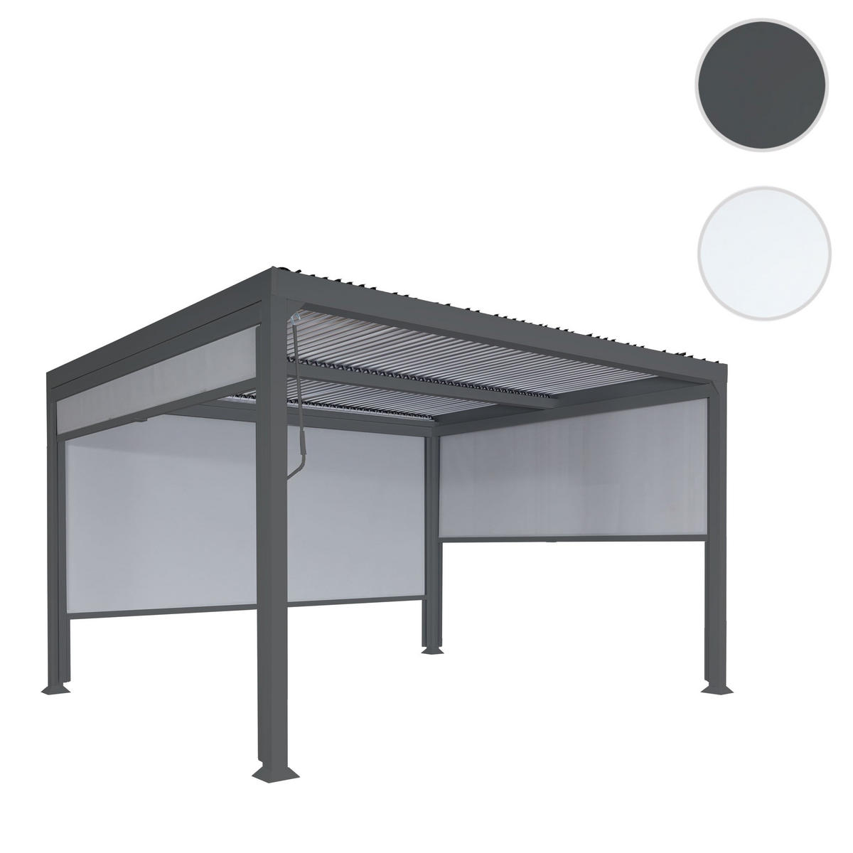 PERGOLA 3x Seitenwand für 3x3,7m 224x370x300cm Weiß - Weiß, Metall (370/224/300cm) - BERLINLODGE