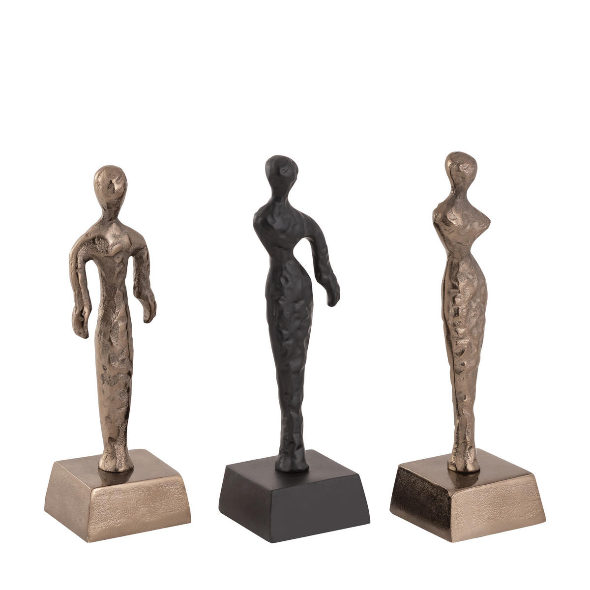 SKULPTUR Zhaell Schwarz 8/7/23.5cm 3er-Set - Schwarz, Metall (7/23.5/8cm) - PTMD Collection