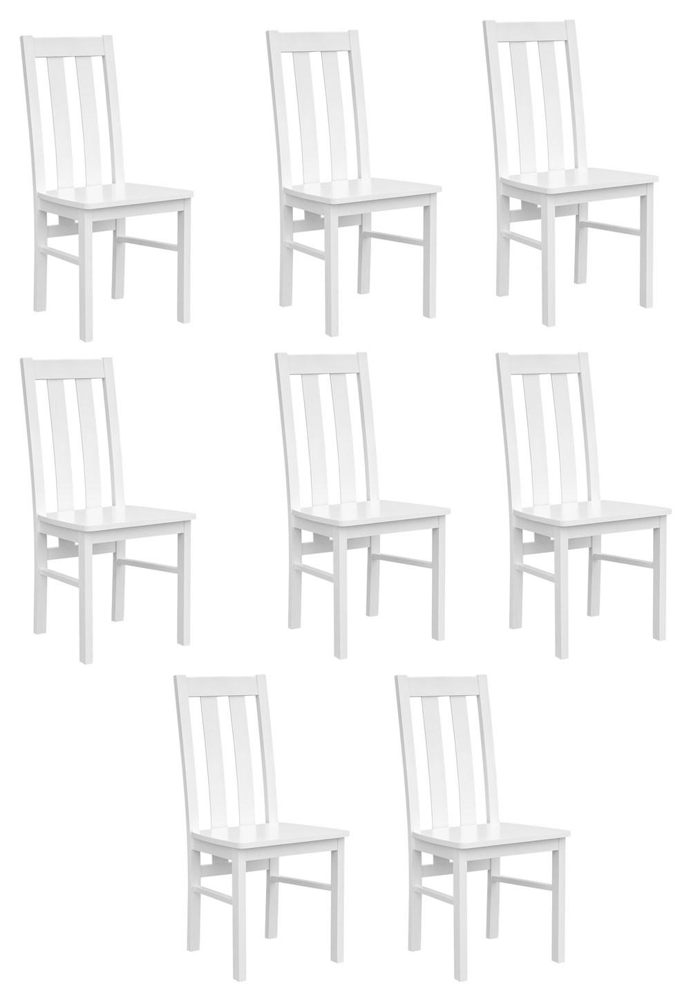 STÜHLE 8ER SET Belluno Elegante Kiefer weiß (RAL9010) lackiert 43 / 42 / 96cm - Weiß, Holz/Holzwerkstoff (43/96/42cm) - Feldmann-Wohnen