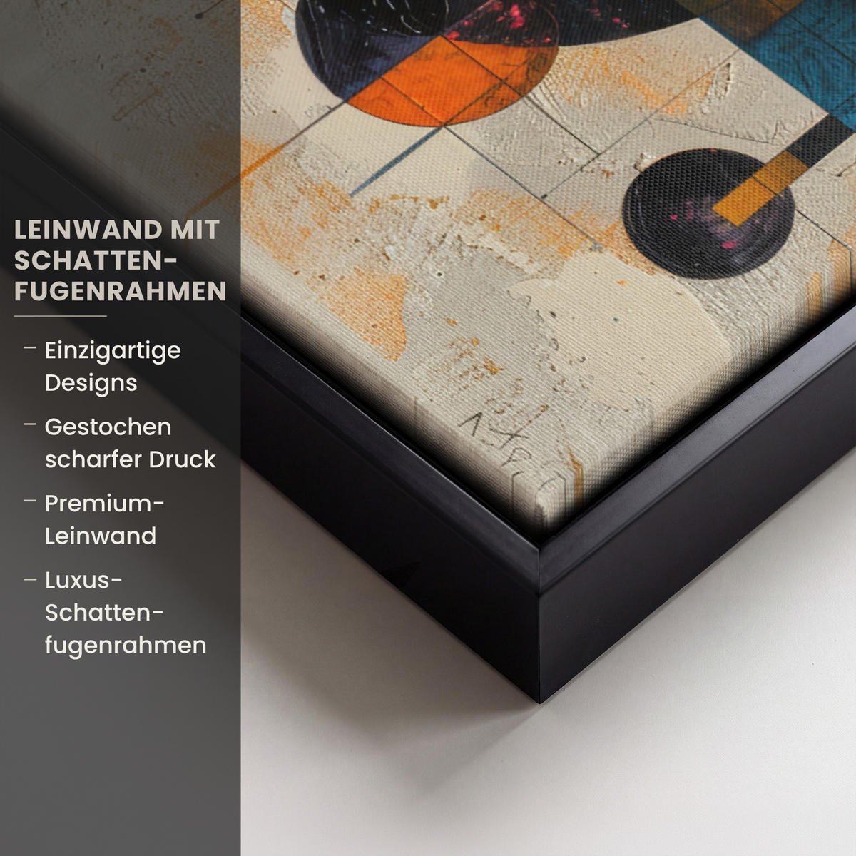 LEINWAND Bilder mit Rahmen - Vintage - Moderne Kunst - Orange - Geometrische Formen - 50x70 - Multicolor, Textil (50/70cm) - MuchoWow