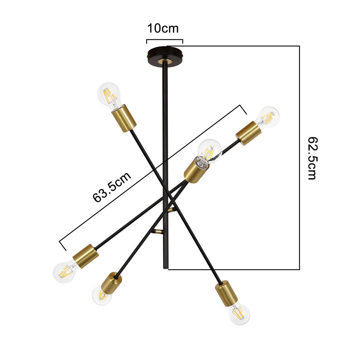 PENDELLEUCHTE Liora 63.5/63.5/62.5 cm - Schwarz, Metall (63.5/63.5/62.5cm) - ZMH