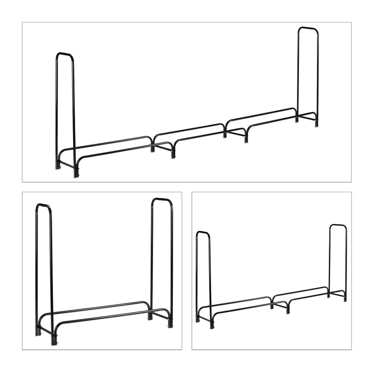 KAMINHOLZREGAL - Schwarz, Metall (370/122/38.5cm) - Relaxdays