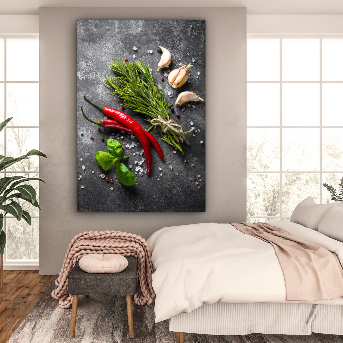 SLIKA NA PLATNU Poper 90x140 cm - temno siva, tekstil (90/140cm) - MuchoWow