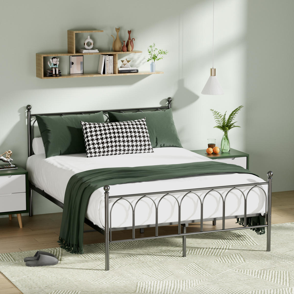 METALLBETT 140/200 mit Stauraum unter dem Bett, mit Lattenrost, Schwarz - Schwarz, Metall (140/200cm) - STILVORA
