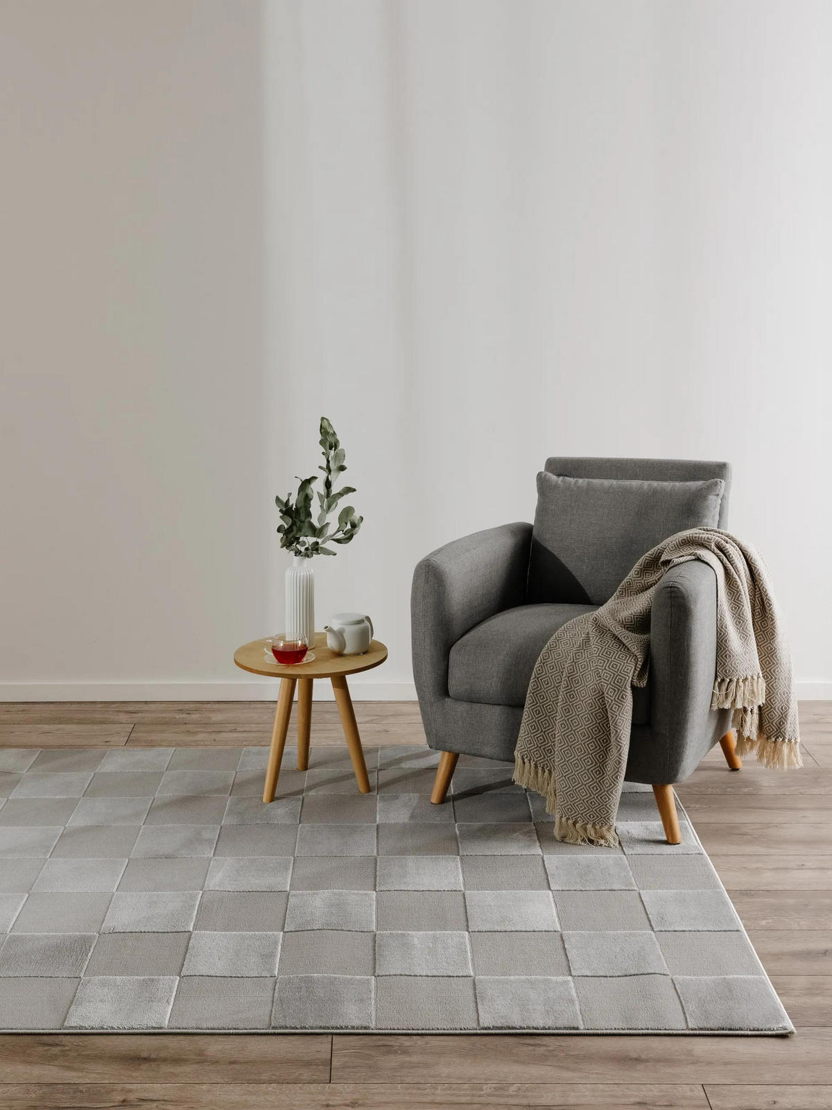 TEPPICH Claire Grau 160x230 cm - Grau, Kunststoff (160/230cm) - benuta