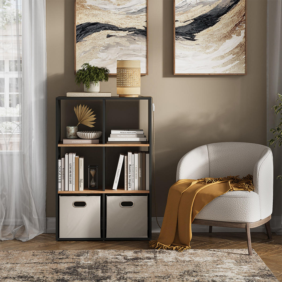 RAUMTEILER Karree Anthrazit/Goldkraft Eiche 72 x 107.8 cm - Honigeiche/Anthrazit, Holzwerkstoff (72/107.8/29cm) - Vicco