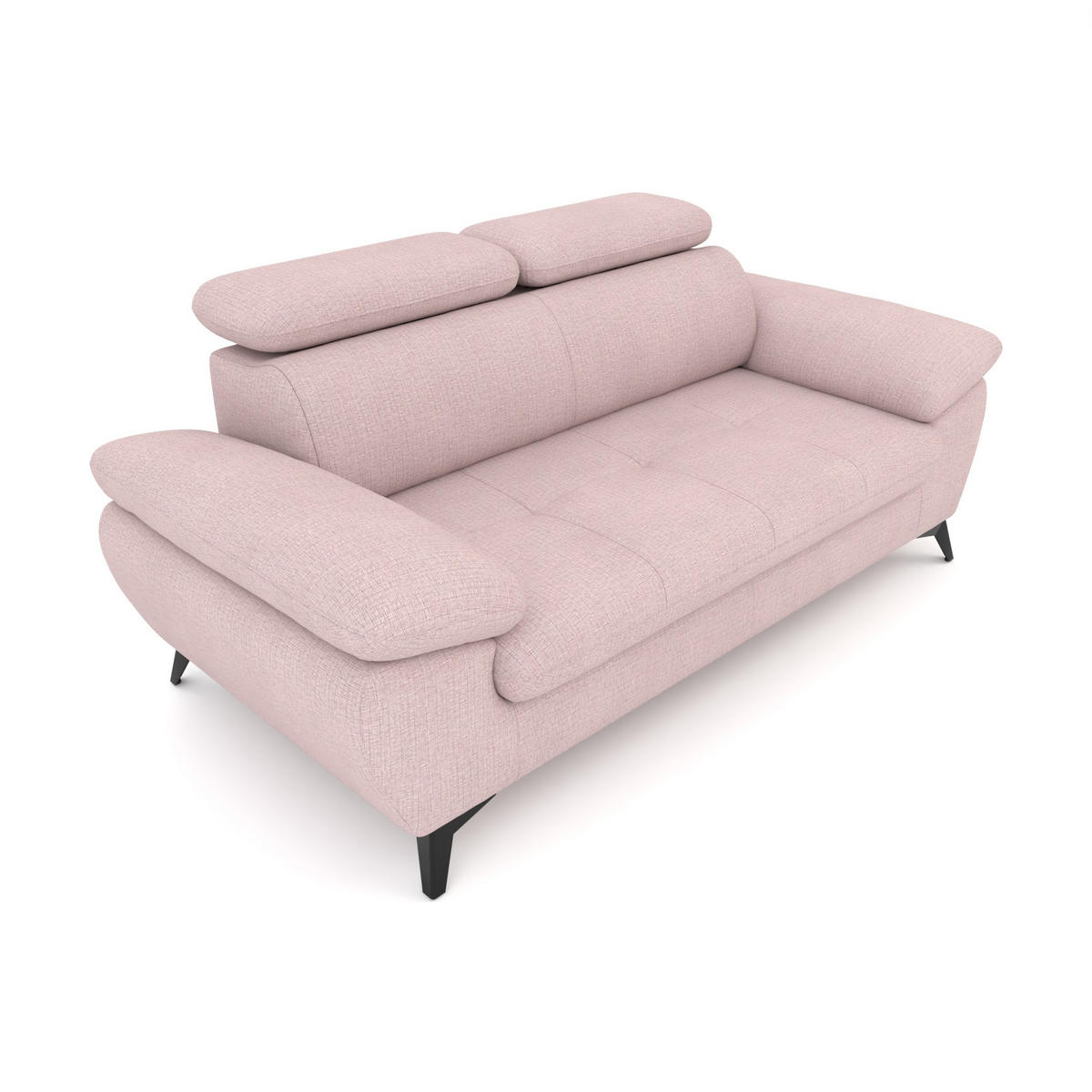 2,5-SITZER Karlstad Chenille Rosa verstell. Kopfstützen B 194 cm - Altrosa, Kunststoff/Textil (194/84/100cm) - foamnova