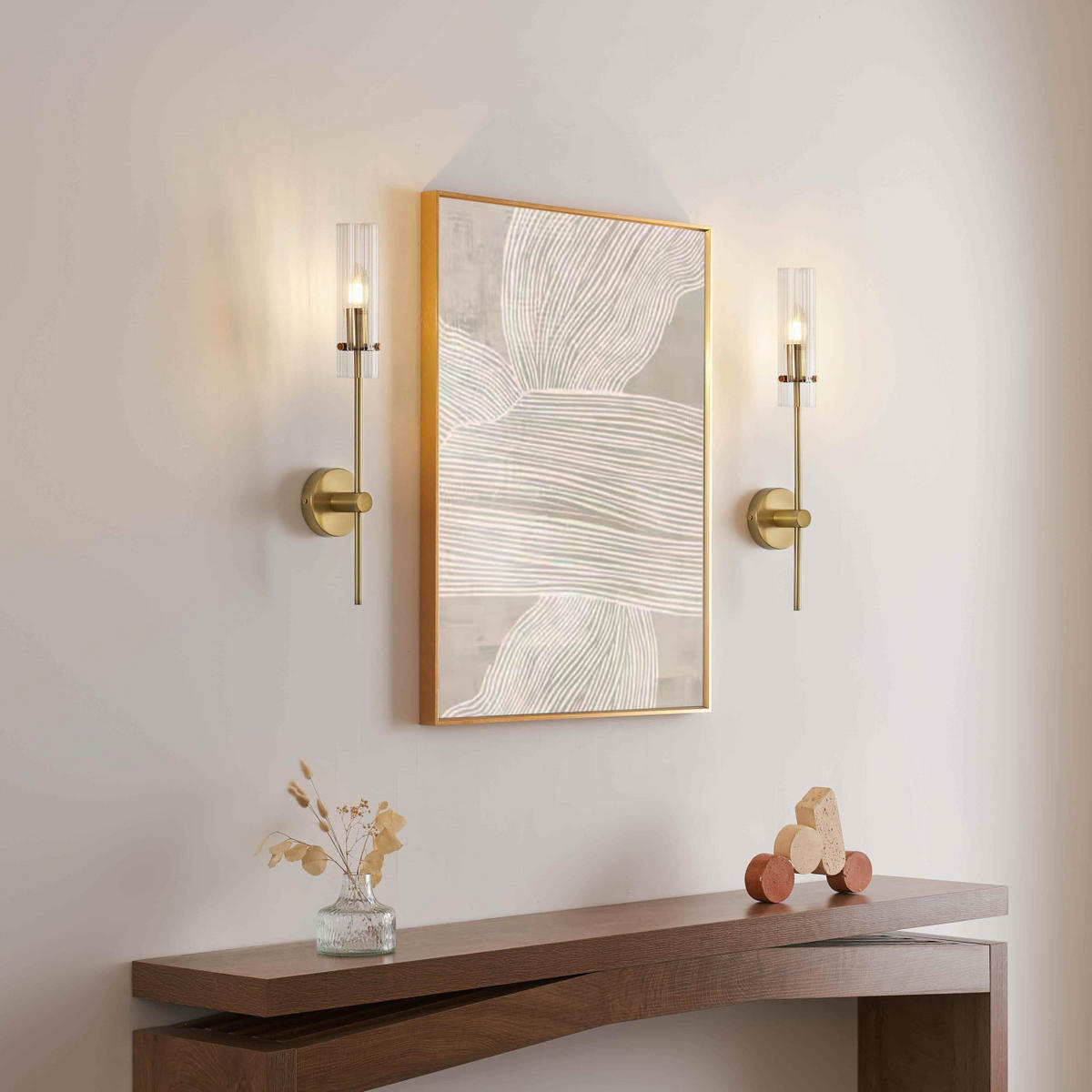 WANDLEUCHTE Sérénia, Transparent und goldfarben, 55cm - Transparent, Glas (10/55/10cm) - KOSILUM