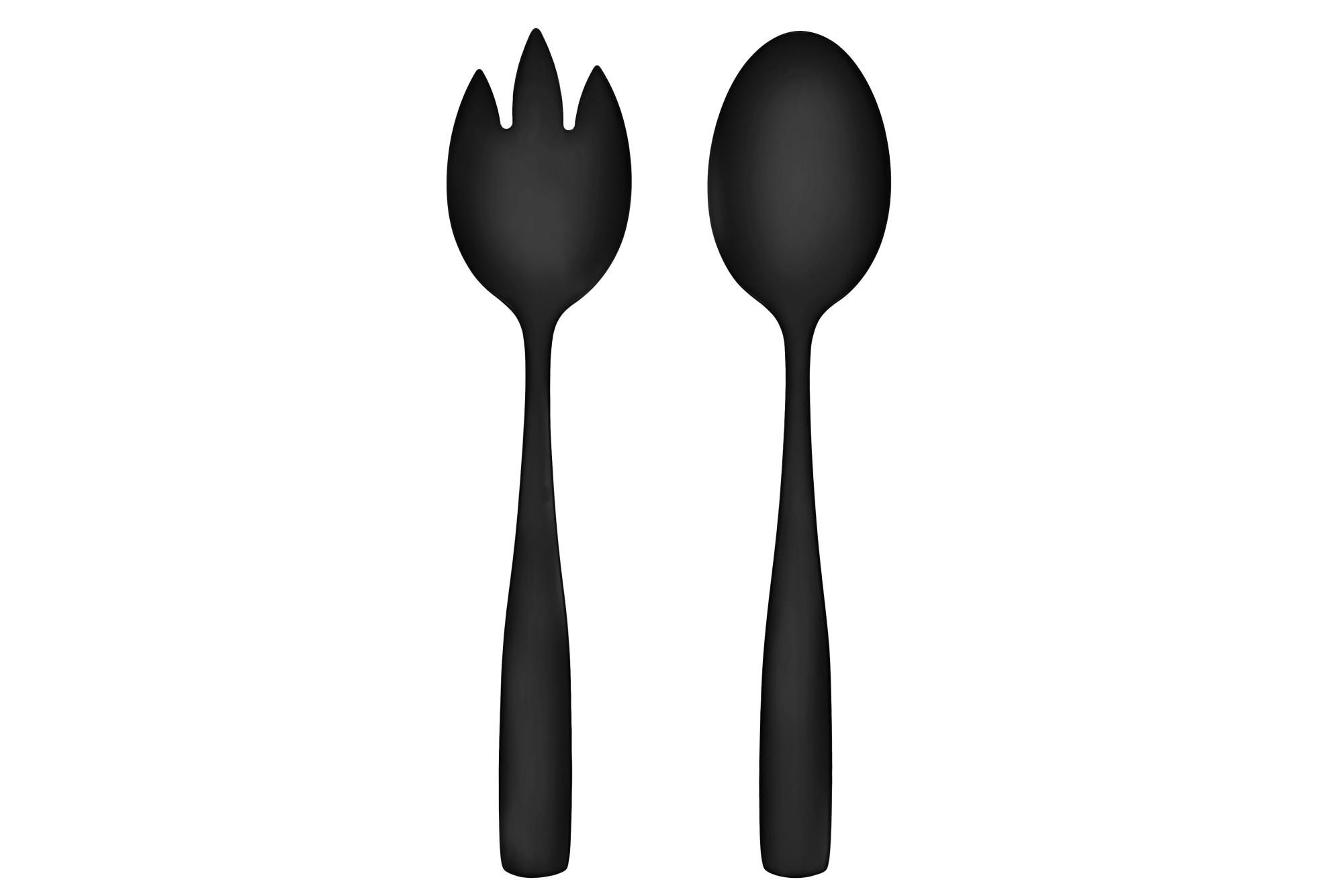 SALATLÖFFEL 2er Set - Schwarz, Metall (16/27/3cm)