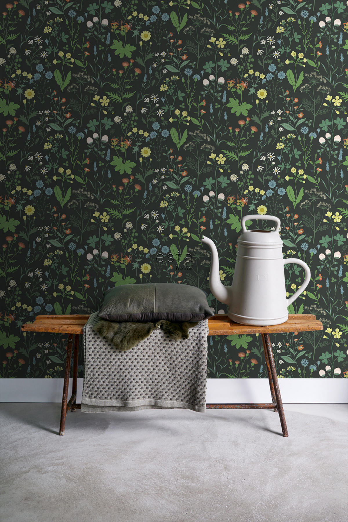 TAPETE Feldblumen 53 cm x 10.05 m - Schwarz, Papier (53/1000cm) - ESTAhome