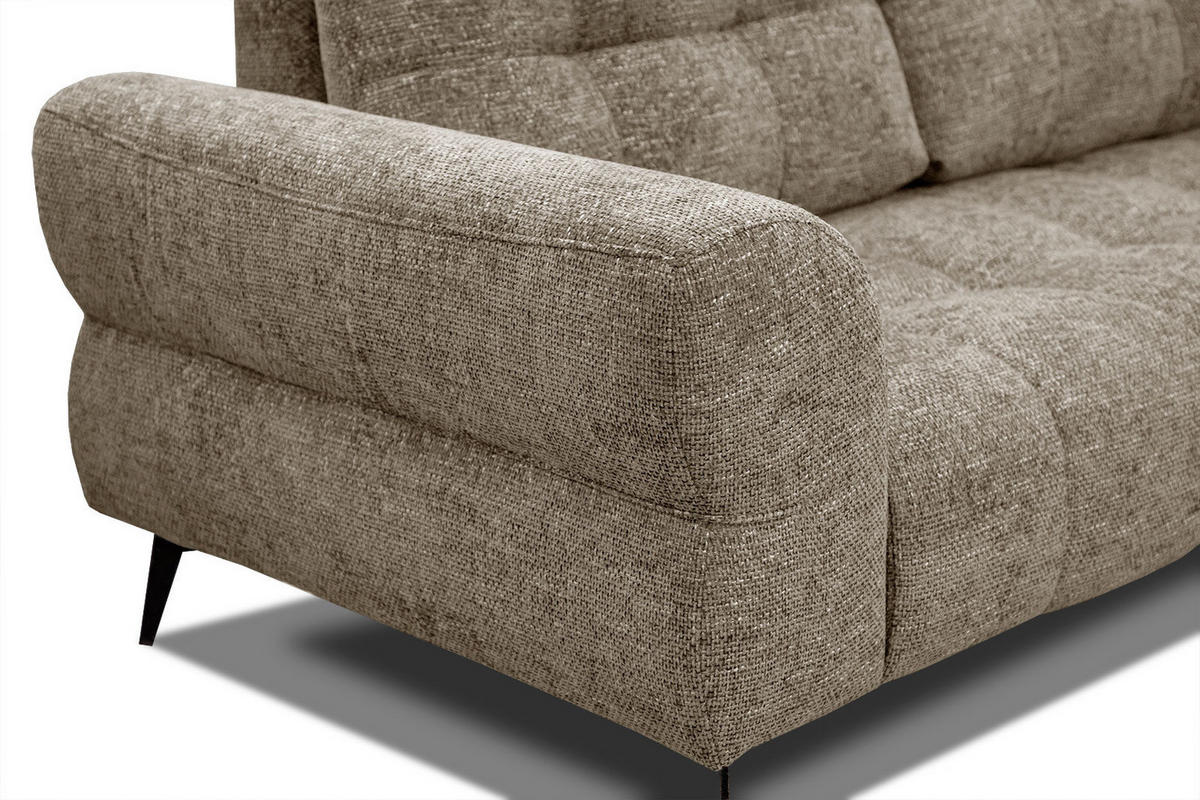 ECKSOFA SALVINI 5-Sitzer, taupe - Taupe/Schwarz, Holzwerkstoff/Textil (292/158cm) - Courtois Laville