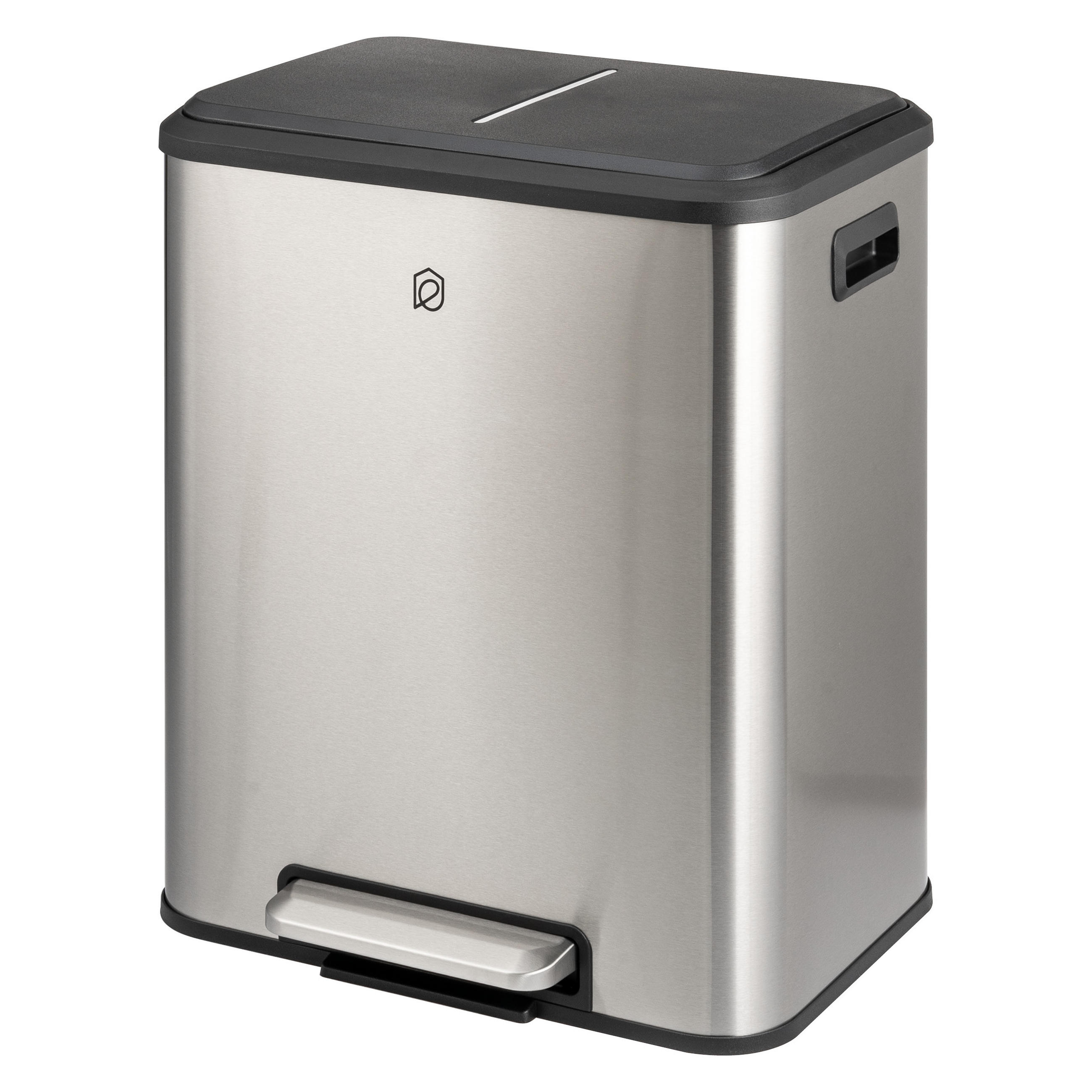 ABFALLEIMER je 15 Liter, silber - Edelstahlfarben, Metall (42.5/50/33.5cm) - eluno