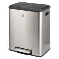 ABFALLEIMER je 15 Liter, silber - Edelstahlfarben, Metall (42.5/50/33.5cm) - eluno