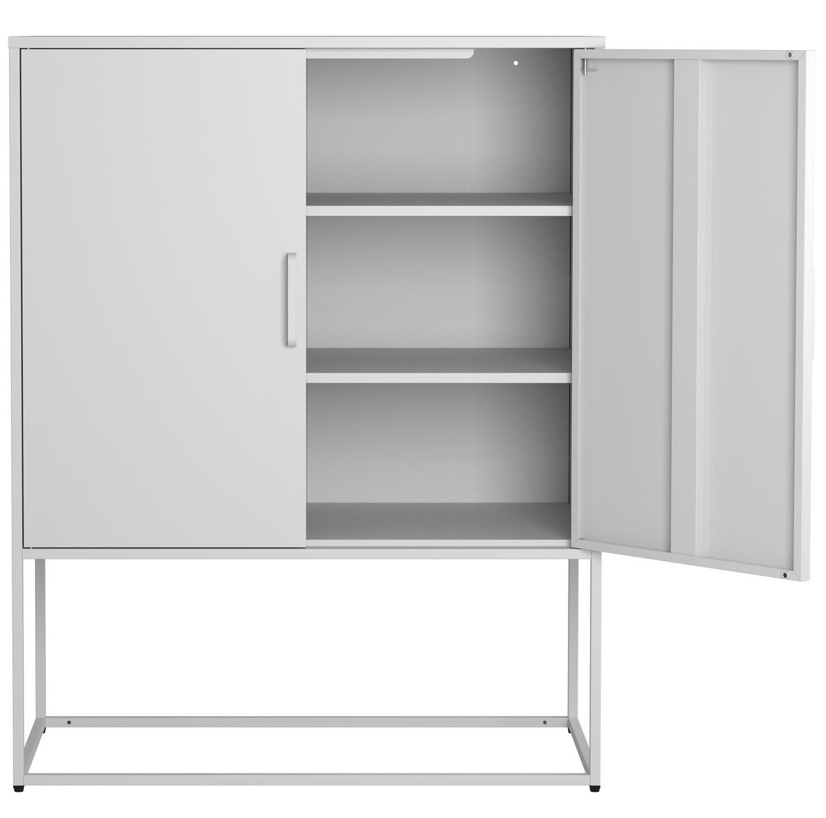 SIDEBOARD 40/85/109 cm weiß aus Stahl mit Magnettüren und Kippsicherung - Weiß, Metall (85/109/40cm) - OKWISH