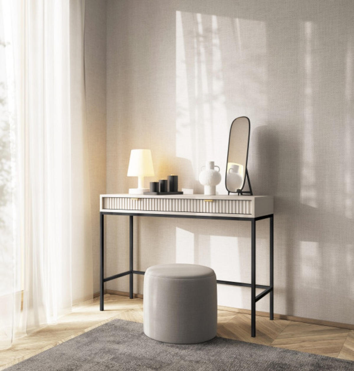 KONSOLE Kaschmir NEW Schwarz - Ecru, Holzwerkstoff (104/104/77cm) - Sepro Meble
