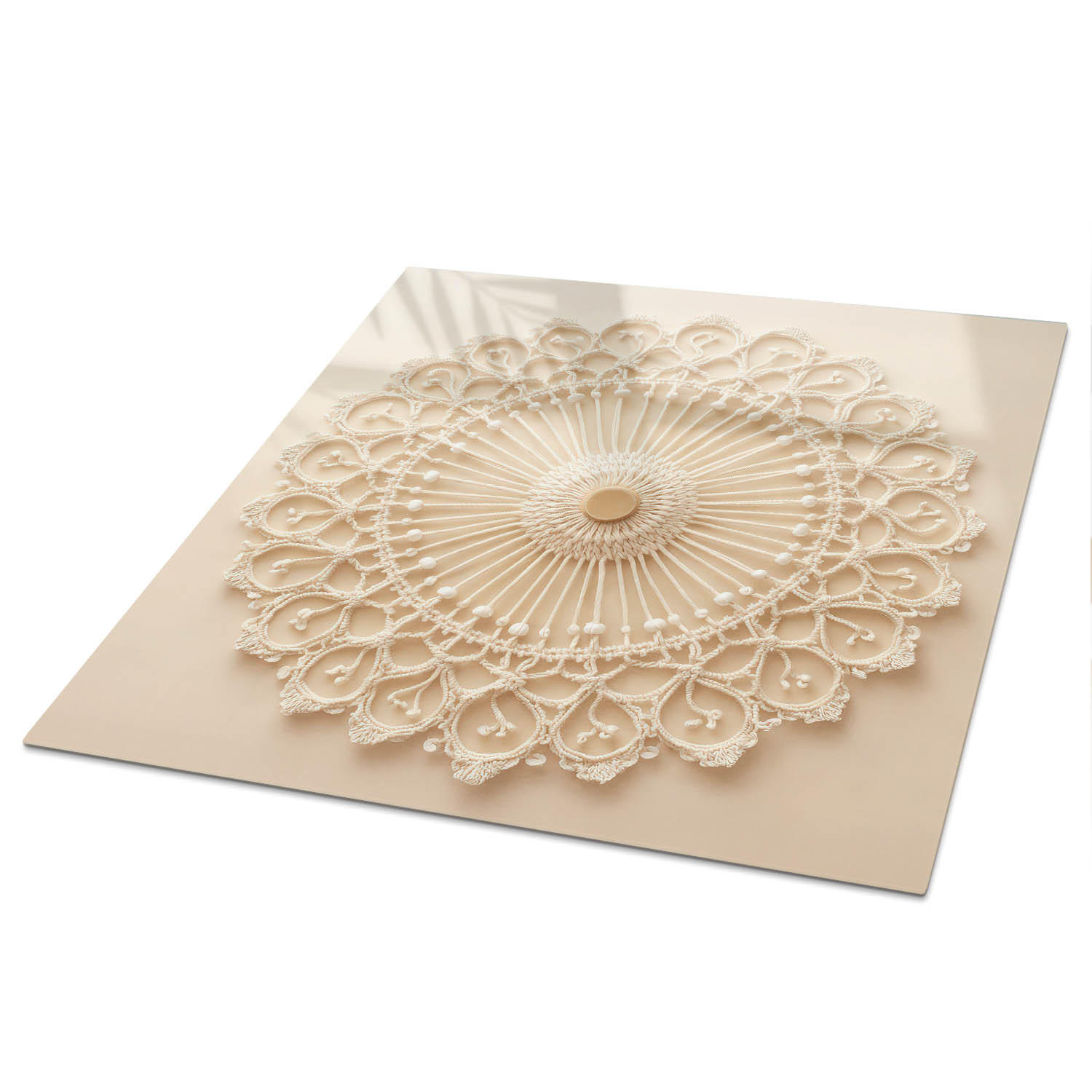 TISCHPLATTE 50x50 cm – Makramee-Dekoration - Weiß, Glas (50/50/0.4cm) - Wallfluent