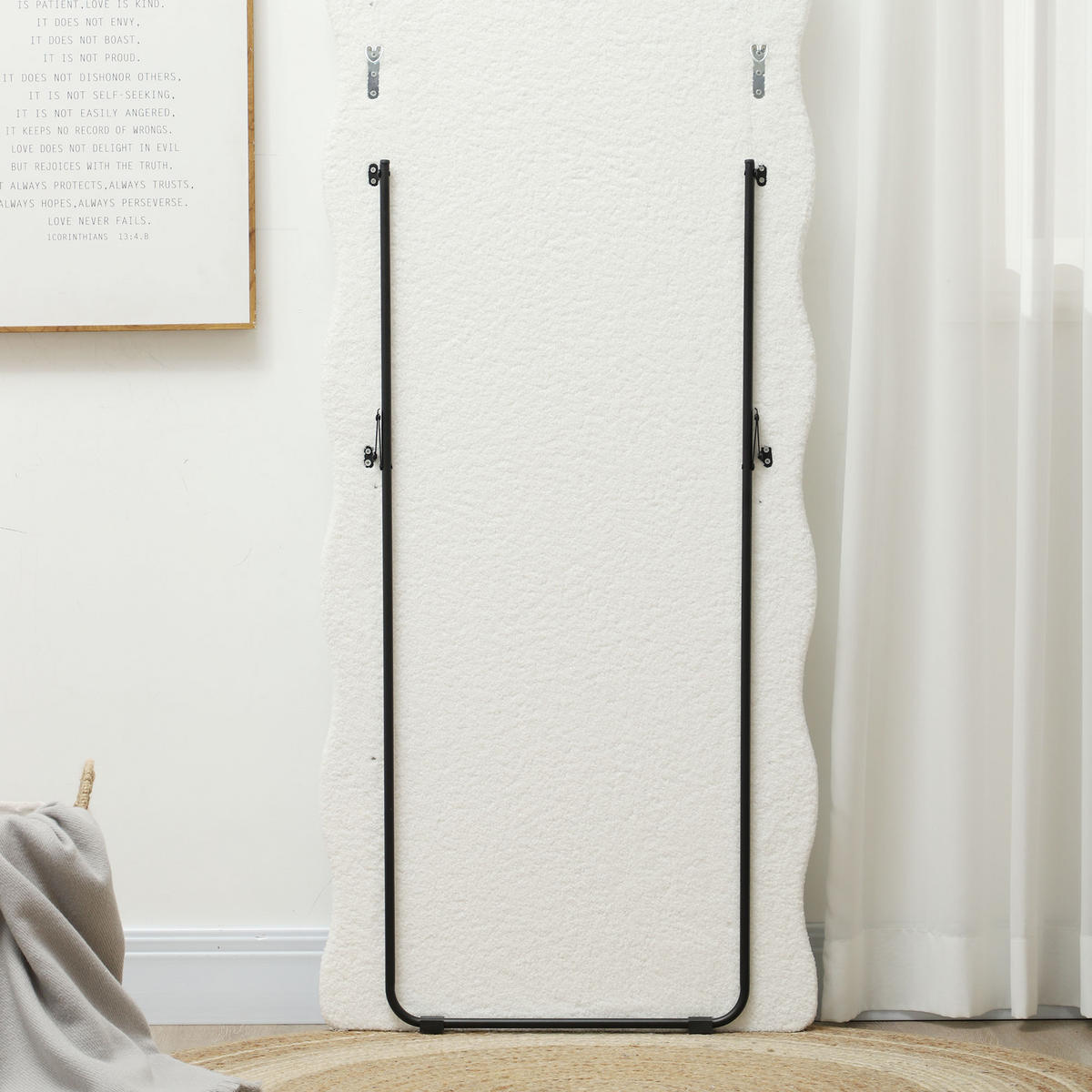 GANZKÖRPERSPIEGEL 160 x 60 cm Gewölbter Standspiegel mit Wellendesign, Weiß - Weiß, Glas (60/160/4cm) - HOMCOM