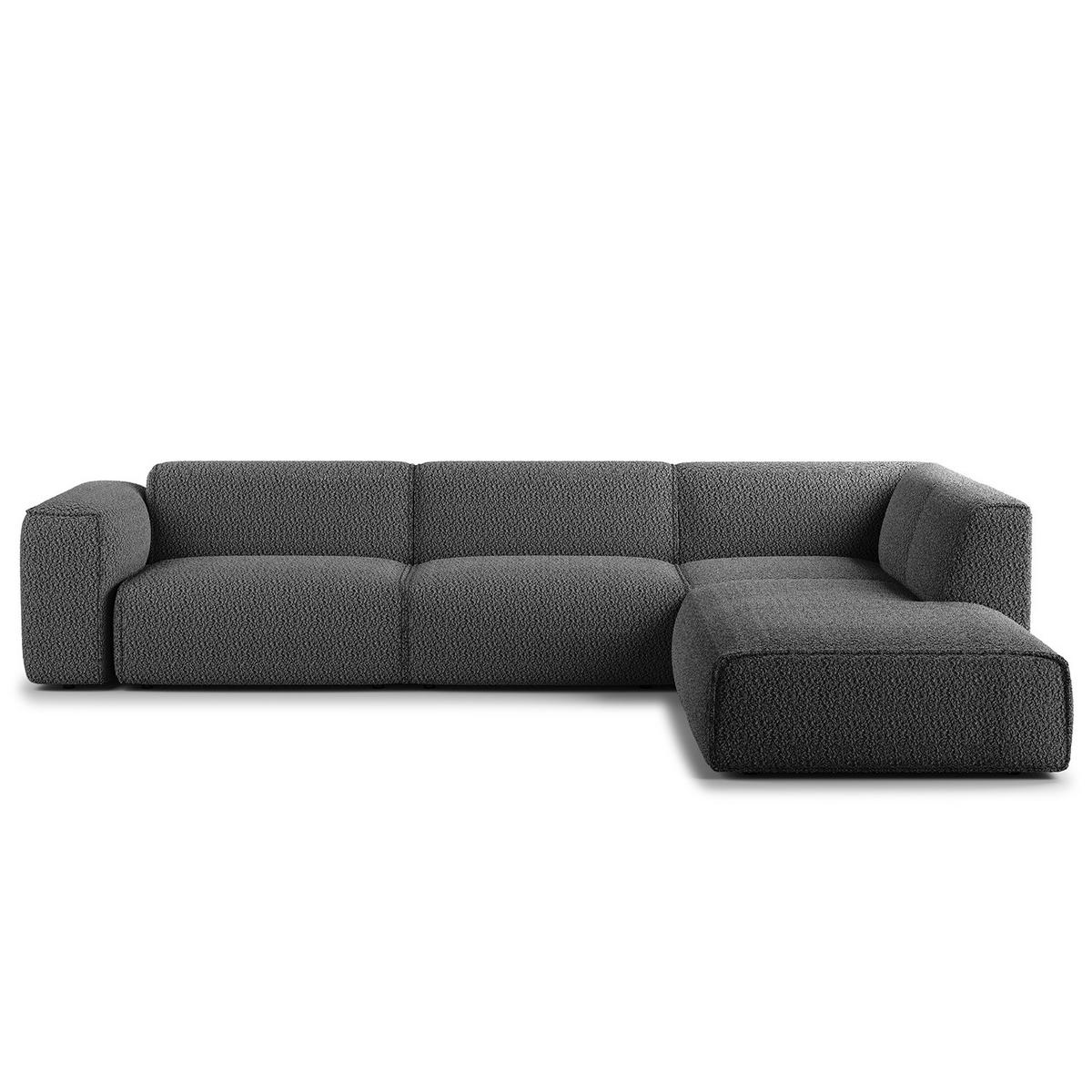 3-SITZER ECKSOFA mit Recamiere - Anthrazit/Schwarz, Kunststoff/Textil (295/231cm) - home24