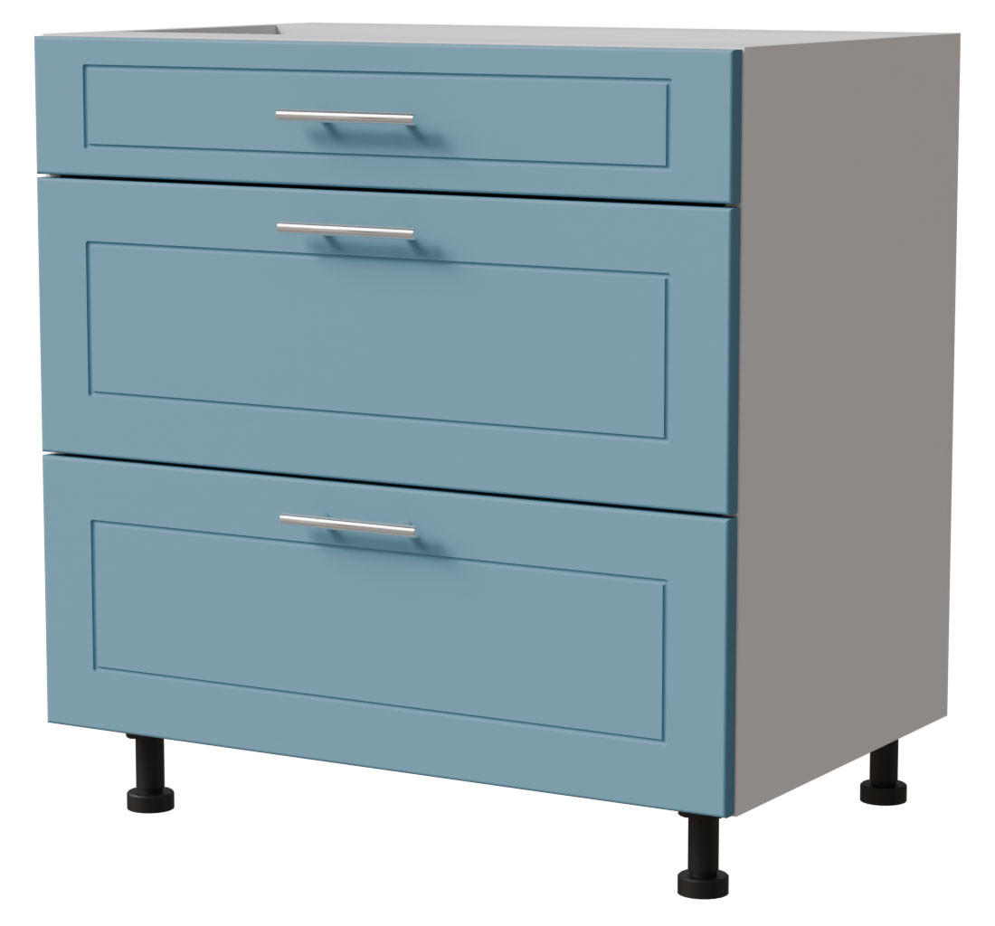 SCHUBLADENUNTERSCHRANK Bari D3/80 Weiß / RAL 5024 pastellblau 80 / 50 / 82cm Blum Teilauszug - Blau/Weiß, Holz/Holzwerkstoff (80/82/50cm) - Feldmann-Wohnen