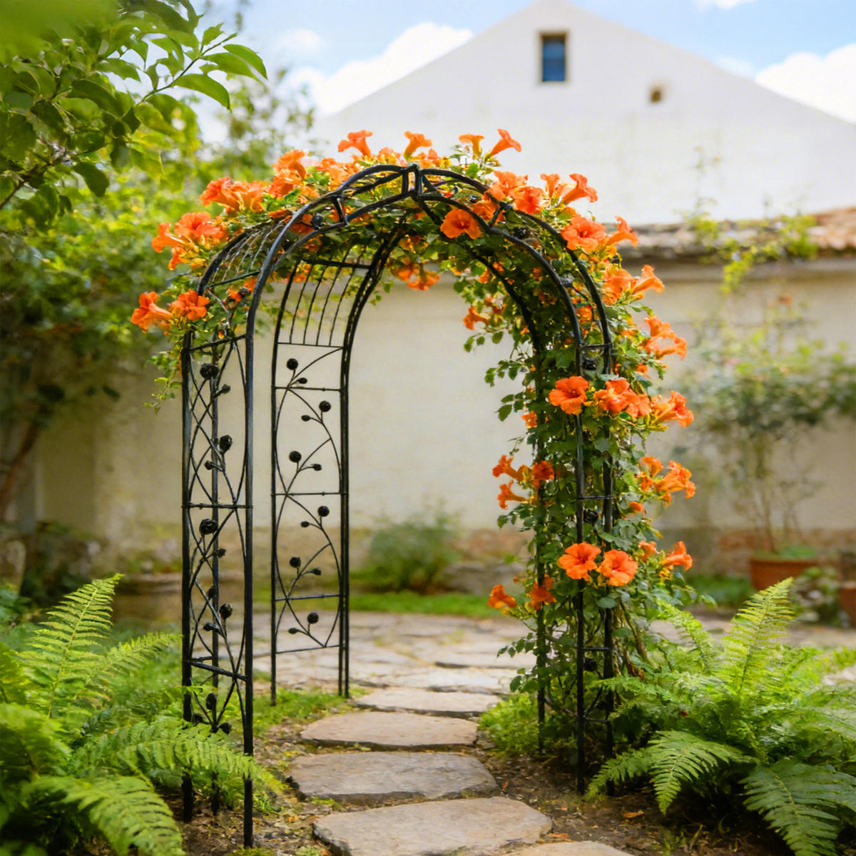 ROSENPAVILLON - Schwarz, Metall (178/250/178cm) - Relaxdays