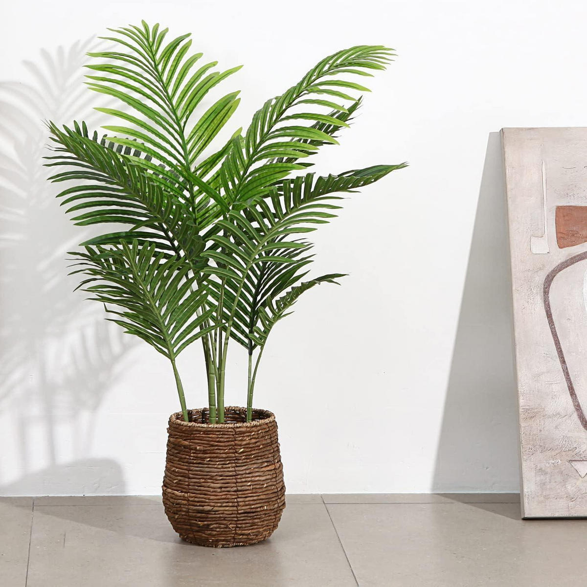 KÜNSTLICHE Areca Palme 110 cm mit 10 Stämmen im Topf - Braun, Kunststoff (109.2cm)