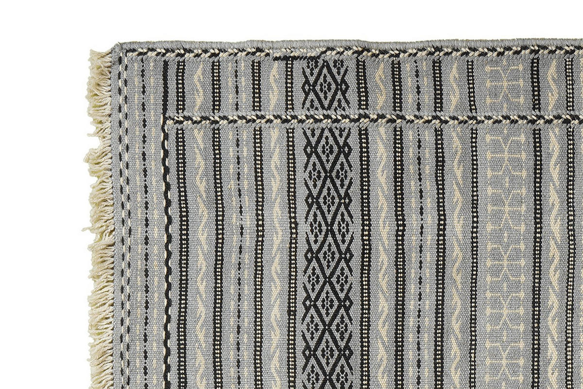 KELIM-TEPPICH handgewebt Kordi Grau, Schwarz 121/83 cm Schurwolle - Schwarz/Grau, Textil (83/121cm) - Looma