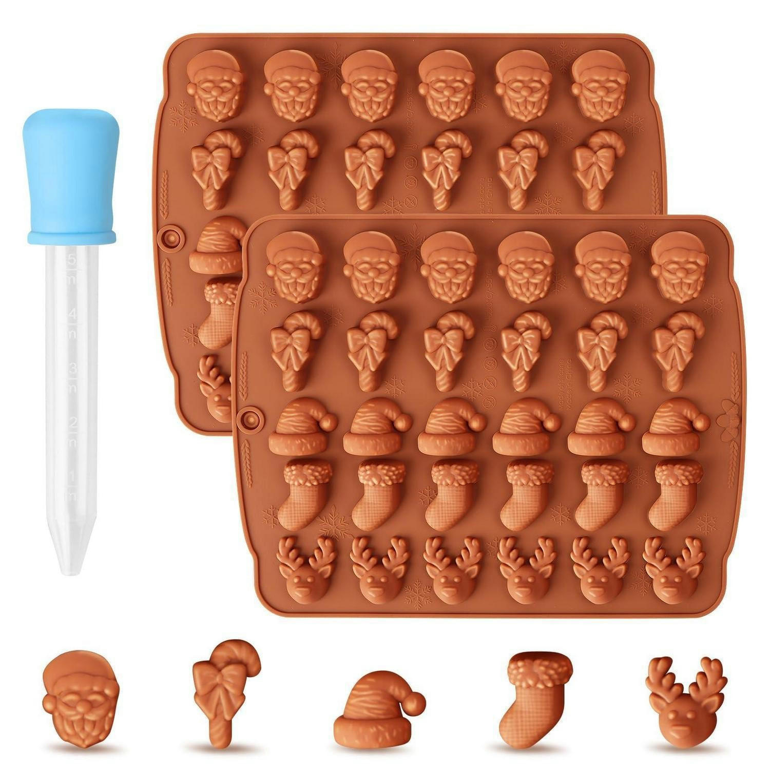 SCHOKOLADENFORMEN 2-teiliges Set Silikon Weihnachten 30 Hohlräume - Braun, Kunststoff